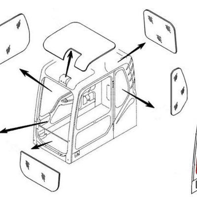 Стекло двери нежнее (триплекс) 4651658 HITACHI серия ZAXIS-3