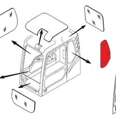 Стекло кабины левое за дверью (триплекс) 71Q6-02721 Hyundai R140-R500 серия 9S