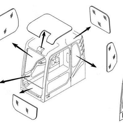 Стекло лобовое верхнее (триплекс) Doosan 903-00055A / 843-1038